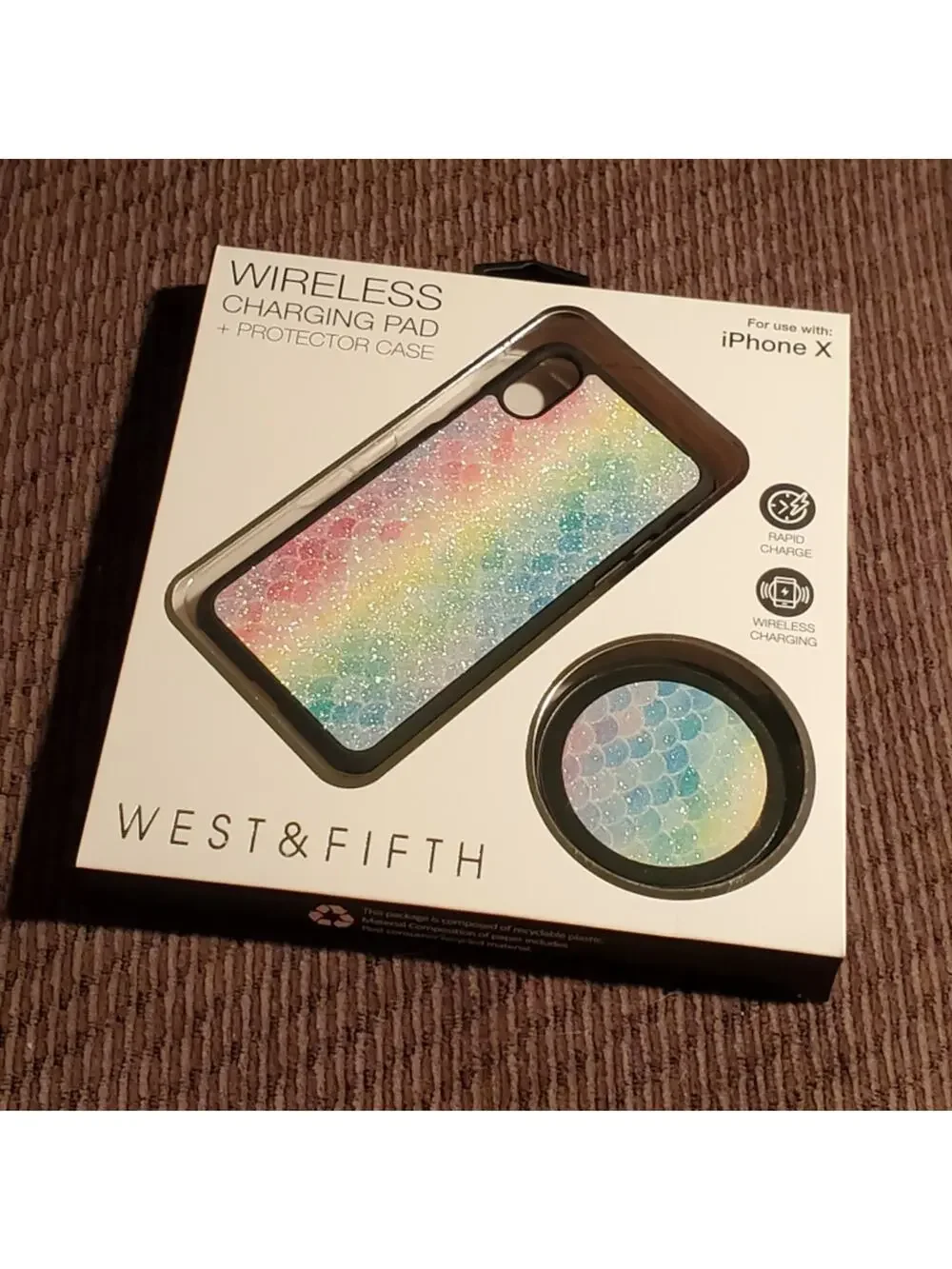 West & Fifth iPhone X Wireless Charging Pad + Protector Case Combo